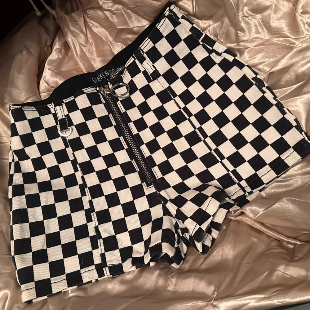 Checkered current mood mini shorts